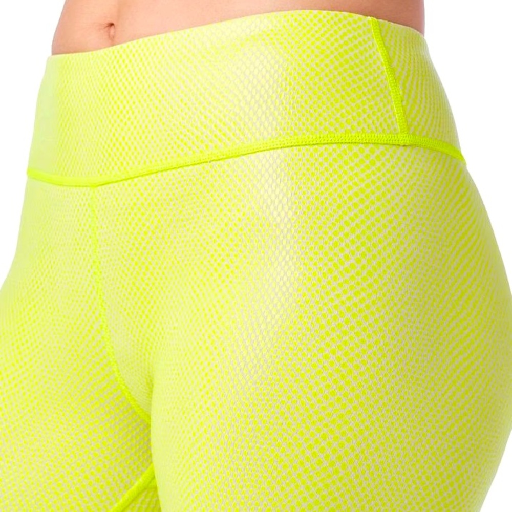 Zumba NWT Neon Lime Green Snake Print Foiled Ankle Length Legging Size XS-Medium - Picture 2 of 9
